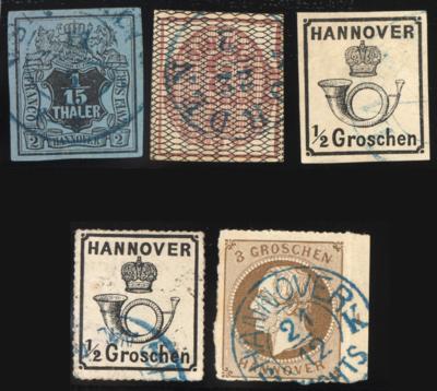 .gestempelt - Sammlung HANNOVER Ausg. 1850/1865, - Francobolli e cartoline