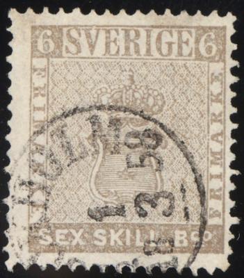 .gestempelt - Schweden Nr. 3b (6 Skill. graubraun) li. zwei kurze Z., - Briefmarken und Ansichtskarten