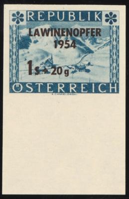 ** - Österr. Nr. 1007U (Lawinenopfer 1954) UNGEZÄHNT vom Bogenunterrand, - Stamps and postcards