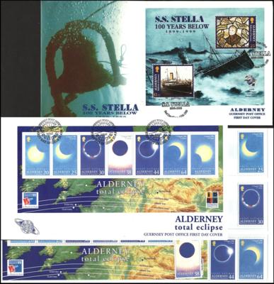 **/Poststück - Partie Isle of Man und Alderney, - Stamps and postcards