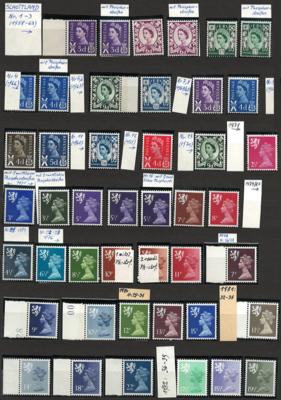 ** - Reichh. Sammlung Brit. kanalinseln mit Wales - Schottland und Nordirland, - Briefmarken und Ansichtskarten