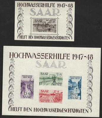 ** - Sammlung Saarland u.a. mit Bl. Nr. 1/2 **, - Francobolli e cartoline