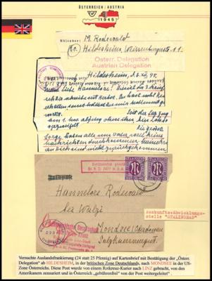 Poststück - Außergewöhnlich frühe Nachkriegsbelege Deutschland (verschiedene Zonen) 1945 nach/aus Österreich, - Stamps and postcards
