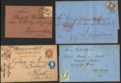 Poststück/Briefstück - Österr. Monarchie - Partie Poststücke ab Ausg. 1858 u.a. "Kalenderblatt" - Drucksache aus 1879, - Stamps and postcards