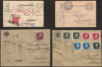 Poststück/Briefstück - Partie Österr. Feldpost WK I mit POW Post - frankierter Feldpost etc., - Stamps and postcards