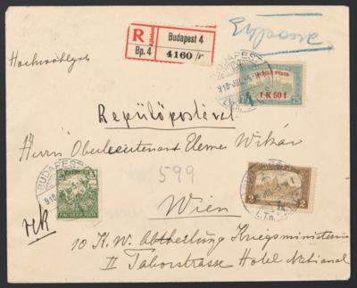 Poststück - Flieger - kurierlinie Budapest - Wien: Verspätete Aufgabe für Erstflug, - Stamps and postcards