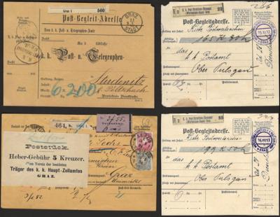 Poststück - Interess. Partie Post - Begelitadressen sowie Postanweisung und Postauftragskarte meist Monarchie, - Francobolli e cartoline