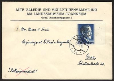 Poststück - Österr. 1945 - Lokalausg. Grazer Pantherausg. 5 RM a. Museumkuvert, - Stamps and postcards