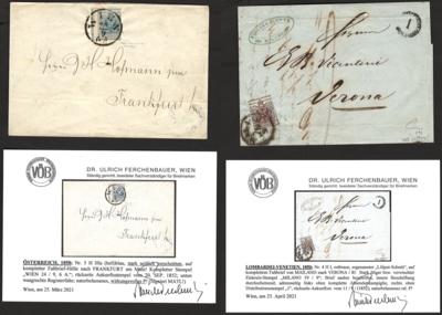 Poststück - Österr. u. Lombardei Ausg.1850 - 7 Poststück meist Liliputschnitt - nach Dr. Ferchenbauers Gutachten, - Stamps and postcards