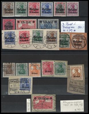 **/*/Briefstück/gestempelt - D. Bes. Belgien Nr. 1/9 *, - Stamps and postcards