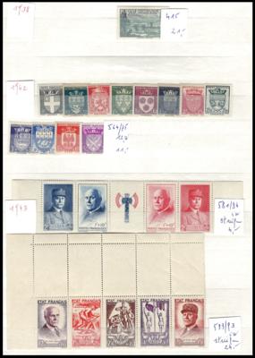 **/* - Frankreich - Partie Dubl. aus ca 1924/1976, - Briefmarken und Ansichtskarten