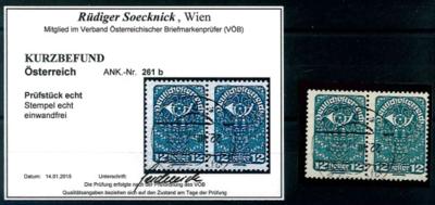 .gestempelt - Österr. Nr. 261b (dunkelblaugrün) im senkrechten Paar, - Známky a pohlednice