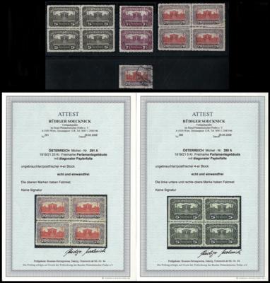 **/*/gestempelt - Österr. Nr. 288/291 (Parlament 1919/1920), - Briefmarken und Ansichtskarten