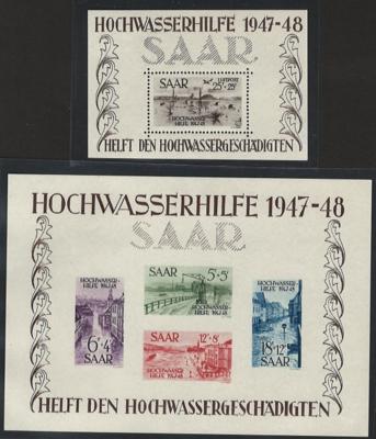 **/*/gestempelt - Sammlung Saarland mit etwas Saargebiet, - Briefmarken und Ansichtskarten
