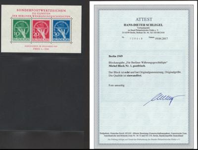 ** - Saubere Sammlung Berlin 1948/1990 u.a. Nr. 1/20 gepr. Schlegel, - Briefmarken und Ansichtskarten