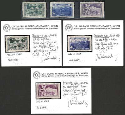* - Schweiz Nr. 121/23 je mit Kurzbefund Dr. Ferchenbauer, - Stamps and postcards