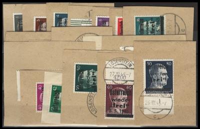 Briefstück - Österr. 1945 - Lokalausgabe Brückenspendenmarken LOSENSTEIN - Satz auf 19 Briefstück, - Francobolli e cartoline