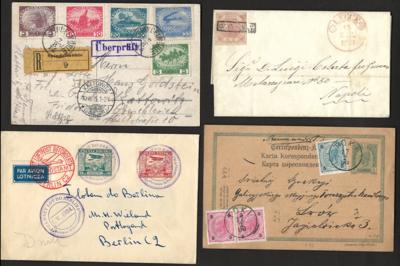 Poststück/Briefstück - Partie Poststücke Europa u. Übersee mit Flugpost - Ganzsachen - Rekopost, - Briefmarken und Ansichtskarten