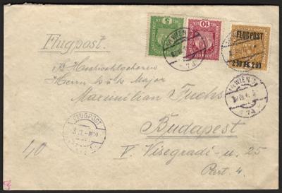 Poststück - Flieger - Kurierlinie Wien - Budapest, - Stamps and postcards
