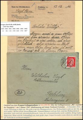 Poststück - Frauengerichtsbrief Salzburg zur Jahreswende 1945 und Feldpost des Reichskriegsgerichtes Torgau, - Známky a pohlednice
