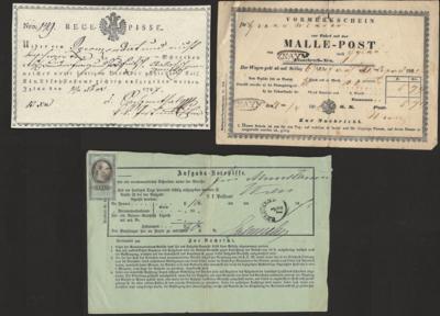 Poststück/gestempelt - Partie alte Recepisse Aufgabescheine, - Briefmarken und Ansichtskarten