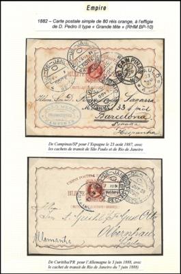 Poststück - Kl. Partie Ganzsachen Brasilien ca. 1882/1889 mit Auslandspost, - Stamps and postcards