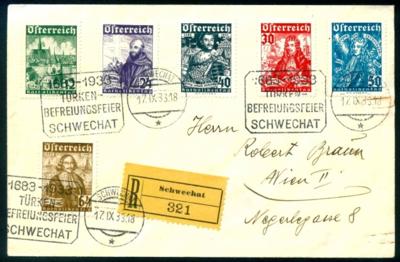 Poststück - Österr. Katholiken (ANK. Nr. 557/62) a. Rekobrief - Stamps and postcards