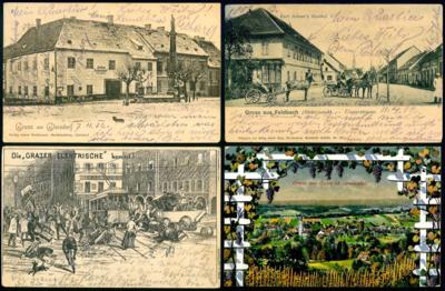 Poststück - Partie AK Steiermark u.a. mit Gams ob Frauental - Radkersburg - Leoben - Passeil, - Stamps and postcards