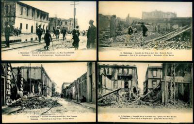 Poststück - Partie AK Thessaloniki (Saloniki/Griechenland) u.a. mit Fotokarten nach dem Großen Feuer 1917, - Briefmarken und Ansichtskarten
