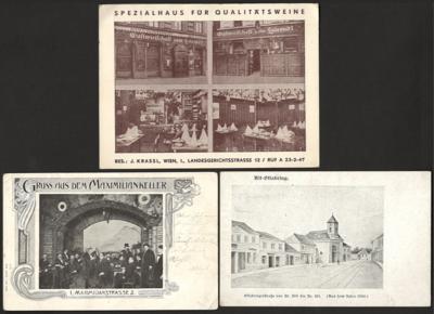 Poststück - Partie AK Wien u.a. mit Wirtshäusern, - Briefmarken und Ansichtskarten