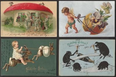 Poststück - Partie alte Motivkarten mit viel Glückwunsch, - Stamps and postcards