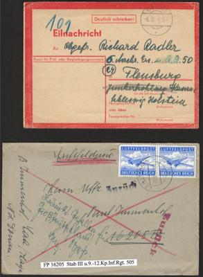 Poststück - Partie D. Feldpost WK II u.a. mit Zensur, - Známky a pohlednice