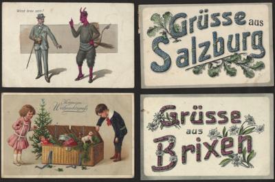 Poststück - Partie Motivkarten mit Glückwunsch, - Stamps and postcards