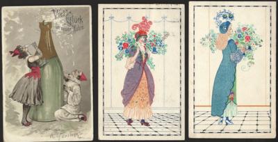 Poststück - Partie Motivkarten u.a. mit Frauen - Kinder - Glückwunsch, - Francobolli e cartoline