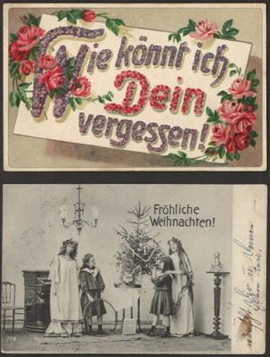 Poststück - Partie Motivkarten u.a. mit Frauen - Kindern, - Stamps and postcards