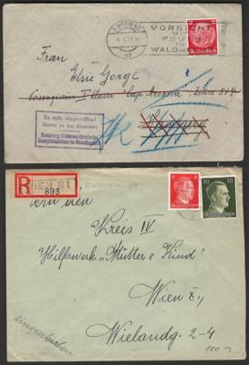 Poststück - Partie Poststücke D.Reich mit "Ostmark" u.a. Rekobrief mit Dienstm. Frankatur aus Krems 1943, - Briefmarken und Ansichtskarten