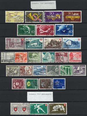 .gestempelt/** - Gest. Teilsammlung Schweiz 1949/1989 und div. teils auch postfr. Dubl., - Stamps and postcards