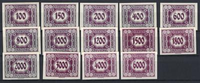 ** - Österr. I. Rep. - Porto Nr. 118U/131U (Ausgabe 1922/24 UNGEZÄHNT), - Briefmarken und Ansichtskarten