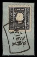 Briefstück - Lombardei Nr. 7II mit Schnallenstempel von WIEN auf Briefstück, - Francobolli e cartoline