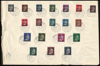 Briefstück - Österr. 1945 - Lokalausgabe Brückenspendenmarken LOSENSTEIN - Satz zu 19 Werten auf Blatt, - Stamps and postcards