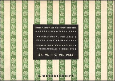 Literatur: 5. Werbeschrift zur WIPA 1933, - Francobolli e cartoline