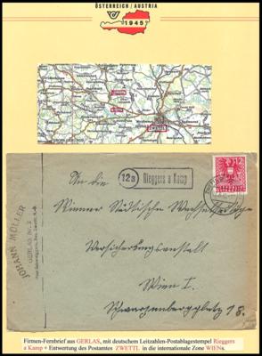 Poststück - Bezirk Zwettl 1945 - ca. 50 Belege, - Stamps and postcards