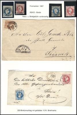 Poststück/gestempelt - Österr. - Partie rekommandierte Post der Ausg. 1867 u.a. ab FLORIDSDORF, - Francobolli e cartoline