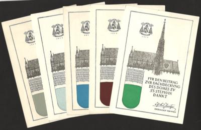 Poststück - Österr. 1950 - Stephansom - Ziegelspendenkarten in 9 versch. Farben, - Francobolli e cartoline