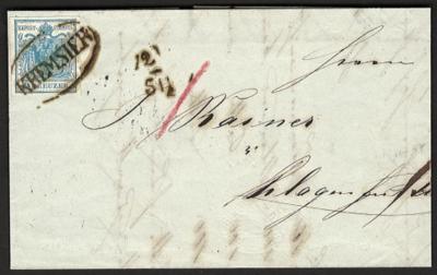 Poststück - Österr. Ausg. 1850 - Nr. 5HI mit Ovalstempel von KREMSIER auf kompl. Faltbrief nach Klagenfurt aus 1851, - Stamps and postcards