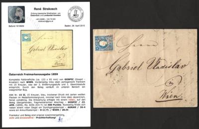 Poststück - Österr. Ausg. 1858 - Nr. 15II - Známky a pohlednice