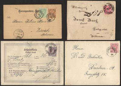 Poststück - Österr. Ausgabe 1883 - ca. 30 Belege bzw. Ganzsachen/Formular, - Známky a pohlednice