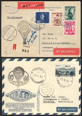 Poststück - Österr. Partie Ballonpost - Auslandszuleitungen ab 1949 mit Marokko, - Stamps and postcards
