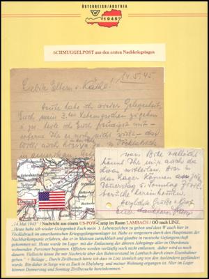 Poststück - Österreich 1945 seltene 2 Schmuggelbriefe aus dem US-Kriegsgefangenenlager LAMBACH in OÖ, - Francobolli e cartoline