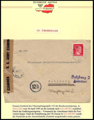 Poststück - Salzburg 1945 Interess. Belegepartie u.a. Zensuren, - Francobolli e cartoline